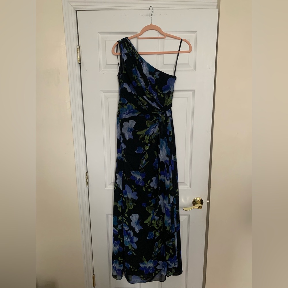 Ralph Lauren Eveningwear One Shoulder Black Floral Gown - 2